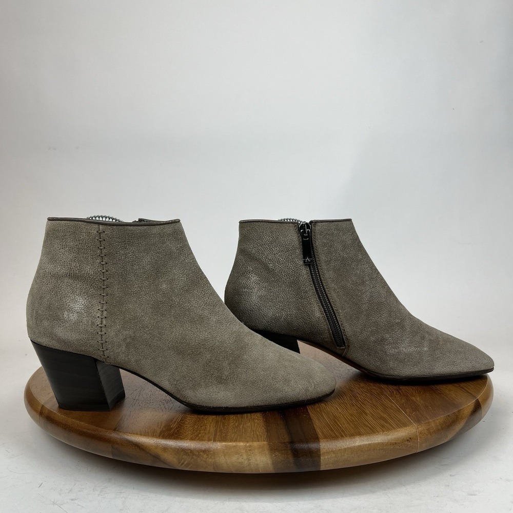 Womens Aquatalia Felicia Taupe Brown Suede Heeled Ankle Boots Booties Size 6.5 M